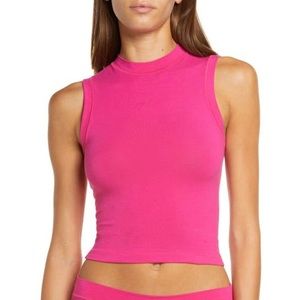 SKIMS Raspberry L Cotton Jersey Mock Neck Tank